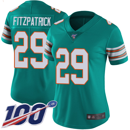 Nike Dolphins #29 Minkah Fitzpatrick Aqua Green Alternate Women's Stitched NFL 100th Season Vapor Limited Jersey
