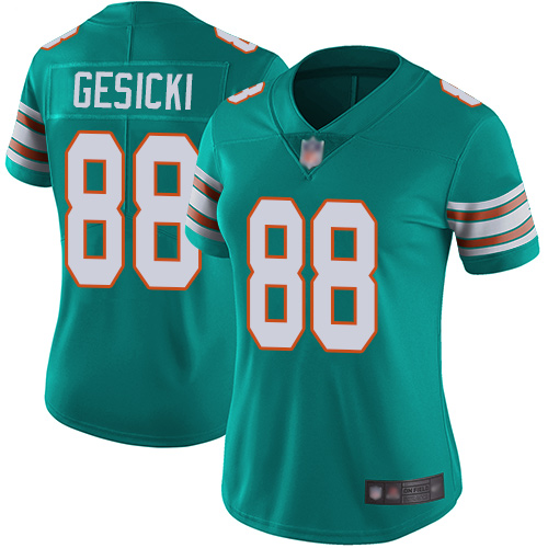 Nike Dolphins #88 Mike Gesicki Aqua Green Alternate Women's Stitched NFL Vapor Untouchable Limited Jersey