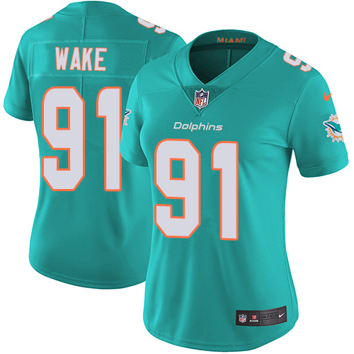 Nike Dolphins #91 Cameron Wake Aqua Green Team Color Women's Stitched NFL Vapor Untouchable Limited Jersey