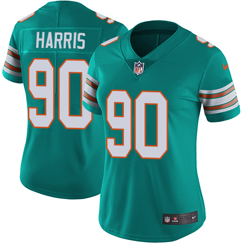 Nike Dolphins #90 Charles Harris Aqua Green Alternate Women's Stitched NFL Vapor Untouchable Limited Jersey