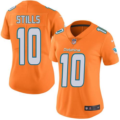 Nike Dolphins #10 Kenny Stills Orange Women's Stitched NFL Limited Rush Jersey