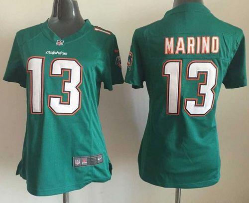 Nike Dolphins #13 Dan Marino Aqua Green Team Color Women's Stitched NFL Elite Jersey