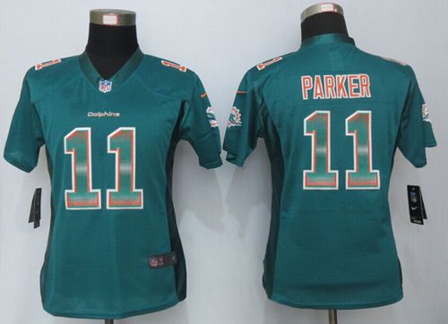 Nike Dolphins #11 DeVante Parker Aqua Green Team Color Women's Stitched NFL Elite Strobe Jersey