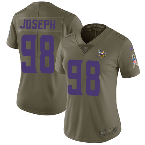 Nike Vikings #98 Linval Joseph Olive Women's Stitched NFL Limited 2017 Salute to Service Jersey
