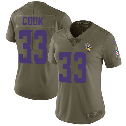 Nike Vikings #33 Dalvin Cook Olive Women's Stitched NFL Limited 2017 Salute to Service Jersey