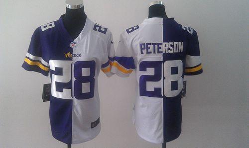 Nike Vikings #28 Adrian Peterson Purple/White Women's Stitched NFL Elite Split Jersey