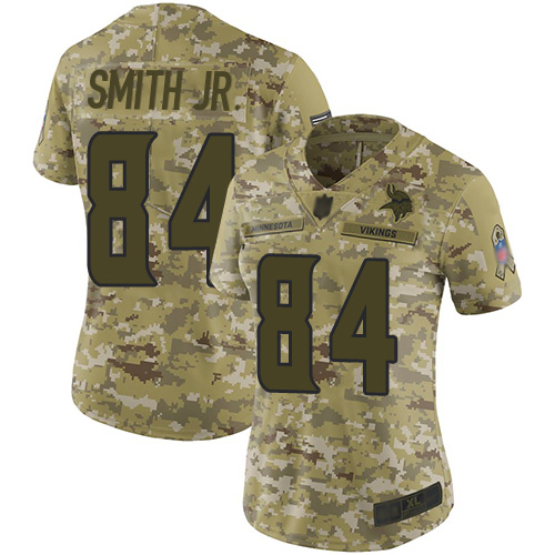 Nike Vikings #84 Irv Smith Jr. Camo Women's Stitched NFL Limited 2018 Salute to Service Jersey