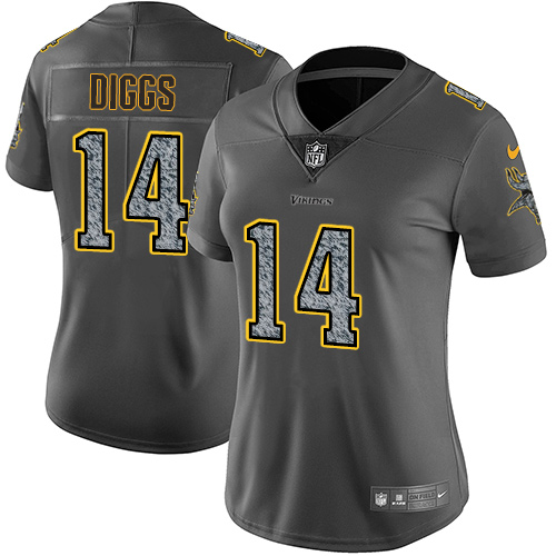 Nike Vikings #14 Stefon Diggs Gray Static Women's Stitched NFL Vapor Untouchable Limited Jersey