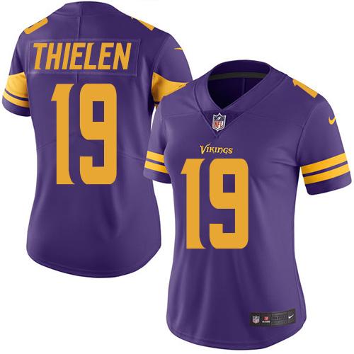 Nike Vikings #19 Adam Thielen Purple Women's Stitched NFL Limited Rush Jersey