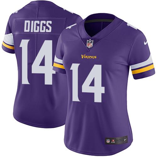 Nike Vikings #14 Stefon Diggs Purple Team Color Women's Stitched NFL Vapor Untouchable Limited Jersey