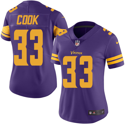 Nike Vikings #33 Dalvin Cook Purple Women's Stitched NFL Limited Rush Jersey
