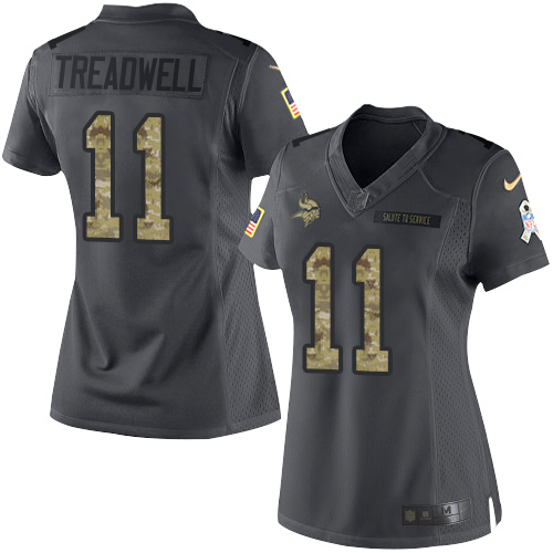 Nike Vikings #11 Laquon Treadwell Black Women's Stitched NFL Limited 2016 Salute To Service Jersey