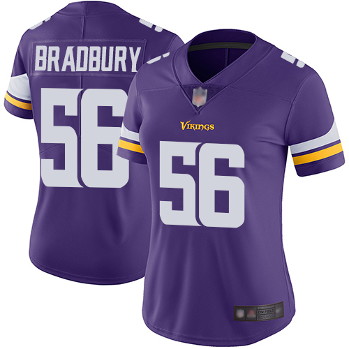 Nike Vikings #56 Garrett Bradbury Purple Team Color Women's Stitched NFL Vapor Untouchable Limited Jersey