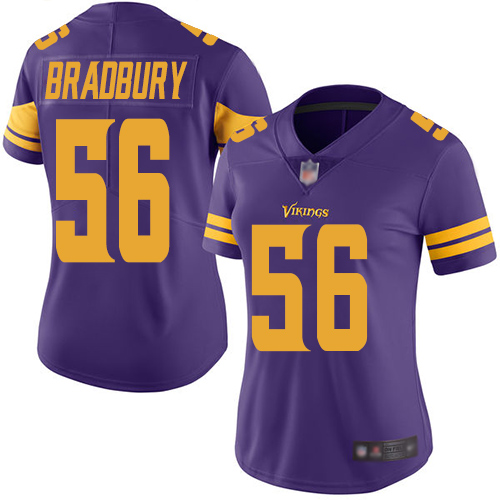 Nike Vikings #56 Garrett Bradbury Purple Women's Stitched NFL Limited Rush Jersey