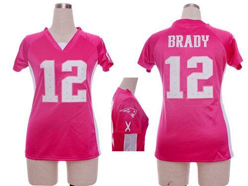 Nike Patriots #12 Tom Brady Pink Draft Him Name & Number Top Women's Stitched NFL Elite Jersey