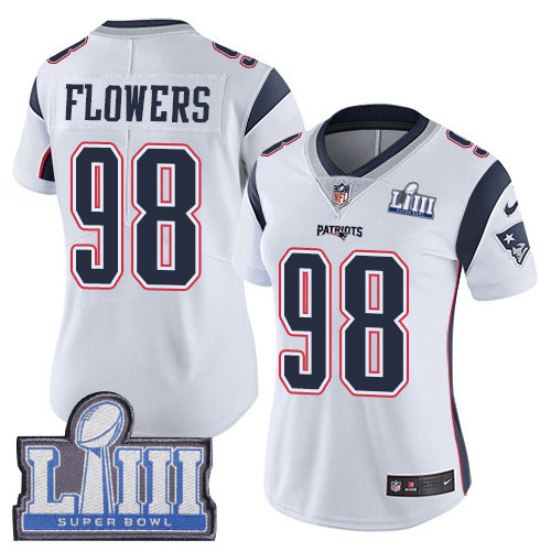 Nike Patriots #98 Trey Flowers White Super Bowl LIII Bound Women's Stitched NFL Vapor Untouchable Limited Jersey