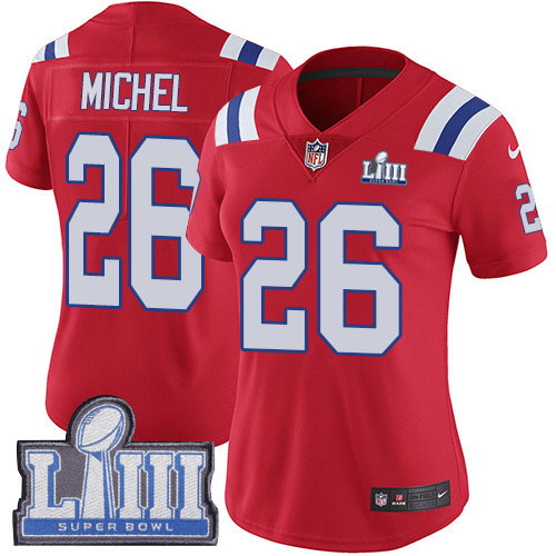 Nike Patriots #26 Sony Michel Red Alternate Super Bowl LIII Bound Women's Stitched NFL Vapor Untouchable Limited Jersey