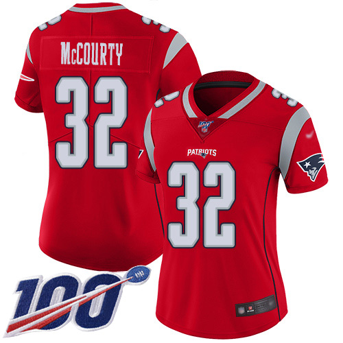 Nike Patriots #32 Devin McCourty Red Women's Stitched NFL Limited Inverted Legend 100th Season Jersey