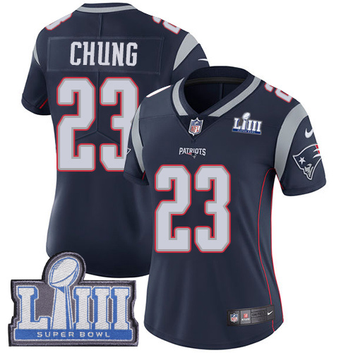Nike Patriots #23 Patrick Chung Navy Blue Team Color Super Bowl LIII Bound Women's Stitched NFL Vapor Untouchable Limited Jersey