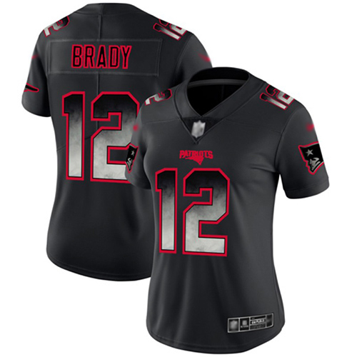 Nike Patriots #12 Tom Brady Black Women's Stitched NFL Vapor Untouchable Limited Smoke Fashion Jersey