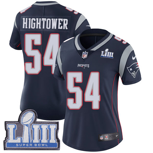 Nike Patriots #54 Dont'a Hightower Navy Blue Team Color Super Bowl LIII Bound Women's Stitched NFL Vapor Untouchable Limited Jersey