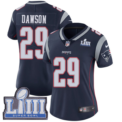 Nike Patriots #29 Duke Dawson Navy Blue Team Color Super Bowl LIII Bound Women's Stitched NFL Vapor Untouchable Limited Jersey