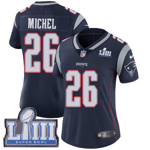 Nike Patriots #26 Sony Michel Navy Blue Team Color Super Bowl LIII Bound Women's Stitched NFL Vapor Untouchable Limited Jersey