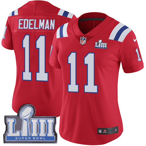 Nike Patriots #11 Julian Edelman Red Alternate Super Bowl LIII Bound Women's Stitched NFL Vapor Untouchable Limited Jersey
