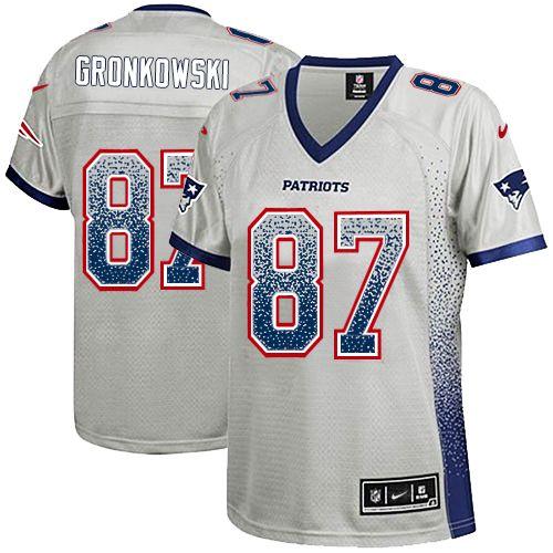 Nike Patriots #87 Rob Gronkowski Grey Women's Stitched NFL Elite Drift Fashion Jersey