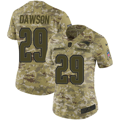 Nike Patriots #29 Duke Dawson Camo Women's Stitched NFL Limited 2018 Salute to Service Jersey