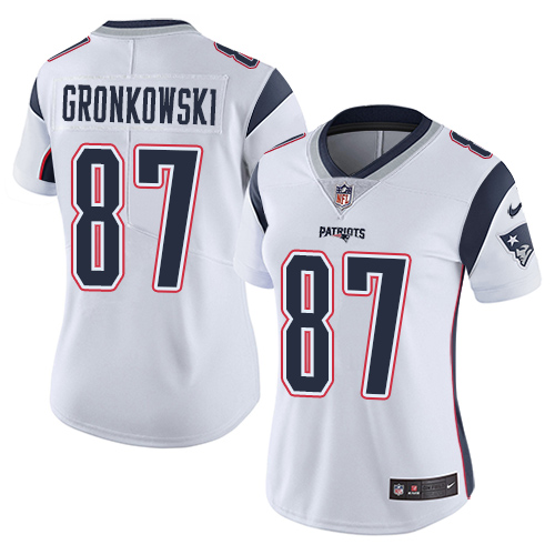 Nike Patriots #87 Rob Gronkowski White Women's Stitched NFL Vapor Untouchable Limited Jersey