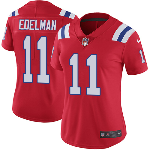 Nike Patriots #11 Julian Edelman Red Alternate Women's Stitched NFL Vapor Untouchable Limited Jersey