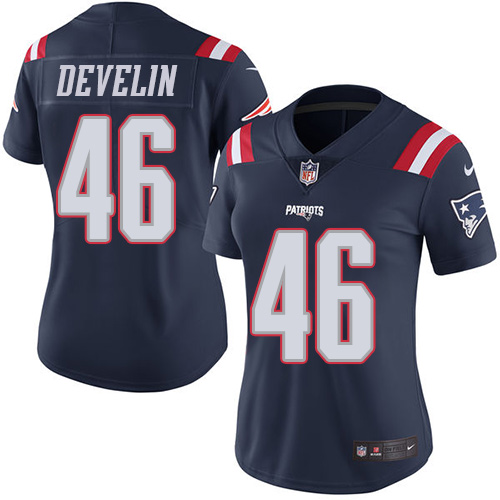 Nike Patriots #46 James Develin Navy Blue Women's Stitched NFL Limited Rush Jersey