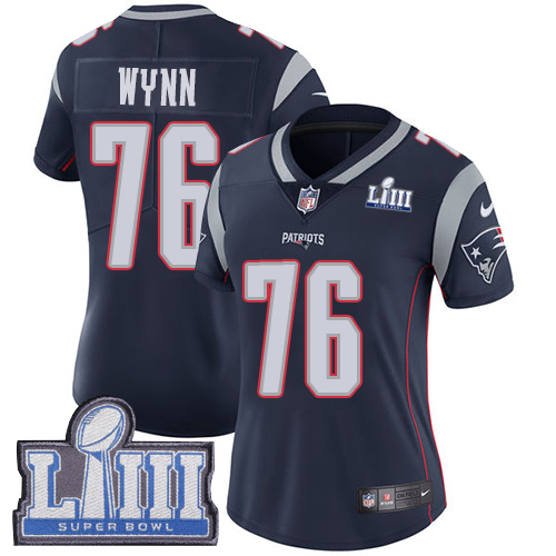Nike Patriots #76 Isaiah Wynn Navy Blue Team Color Super Bowl LIII Bound Women's Stitched NFL Vapor Untouchable Limited Jersey