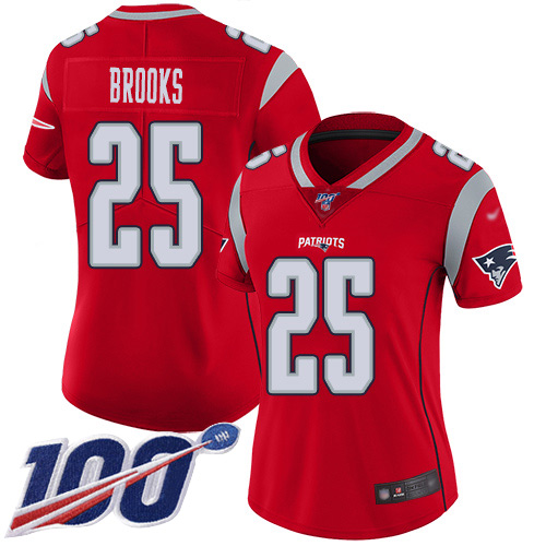 Nike Patriots #25 Terrence Brooks Red Women's Stitched NFL Limited Inverted Legend 100th Season Jersey