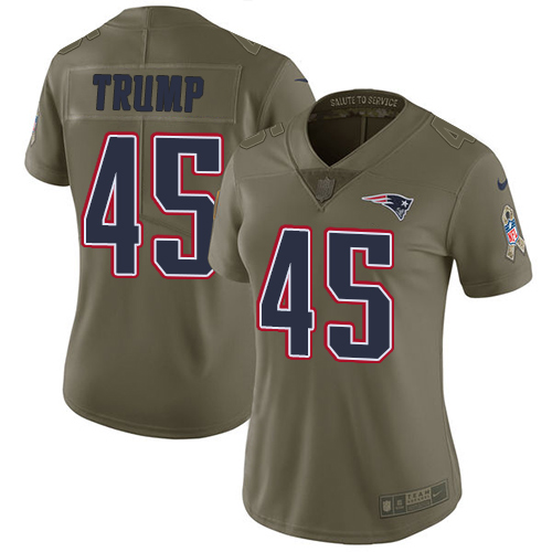 Nike Patriots #45 Donald Trump Olive Women's Stitched NFL Limited 2017 Salute to Service Jersey