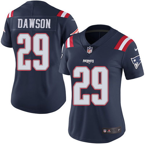 Nike Patriots #29 Duke Dawson Navy Blue Women's Stitched NFL Limited Rush Jersey