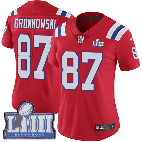 Nike Patriots #87 Rob Gronkowski Red Alternate Super Bowl LIII Bound Women's Stitched NFL Vapor Untouchable Limited Jersey