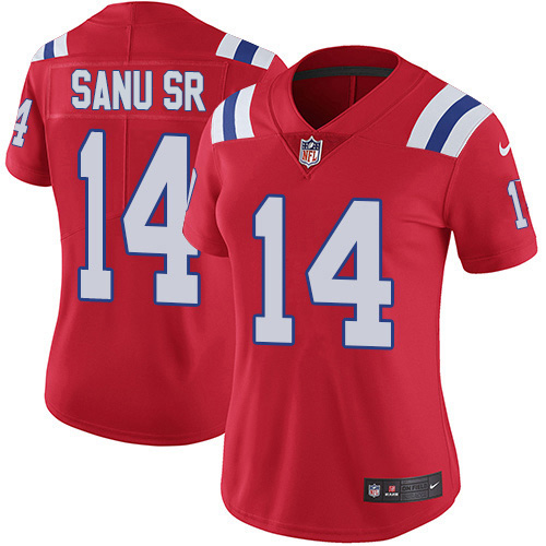 Nike Patriots #14 Mohamed Sanu Sr Red Alternate Women's Stitched NFL Vapor Untouchable Limited Jersey