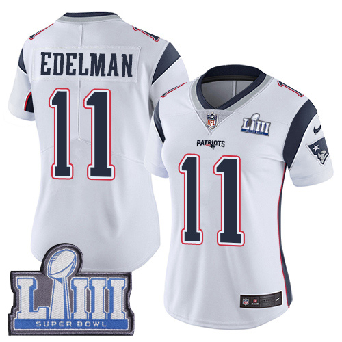 Nike Patriots #11 Julian Edelman White Super Bowl LIII Bound Women's Stitched NFL Vapor Untouchable Limited Jersey