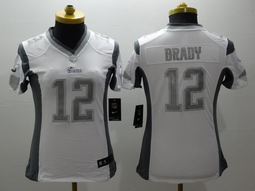 Nike Patriots #12 Tom Brady White Women's Stitched NFL Limited Platinum Jersey