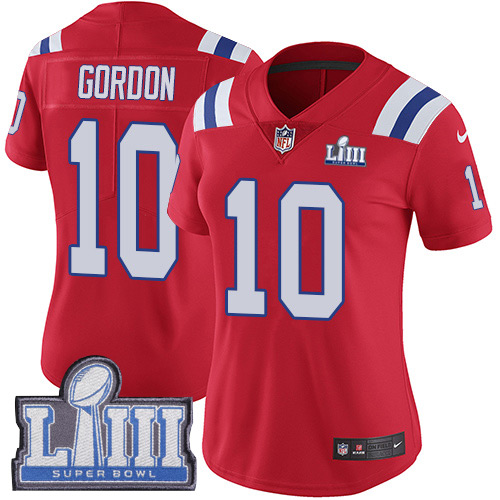 Nike Patriots #10 Josh Gordon Red Alternate Super Bowl LIII Bound Women's Stitched NFL Vapor Untouchable Limited Jersey