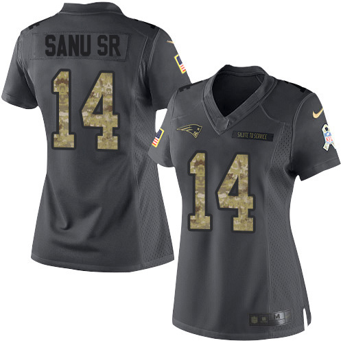 Nike Patriots #14 Mohamed Sanu Sr Black Women's Stitched NFL Limited 2016 Salute to Service Jersey