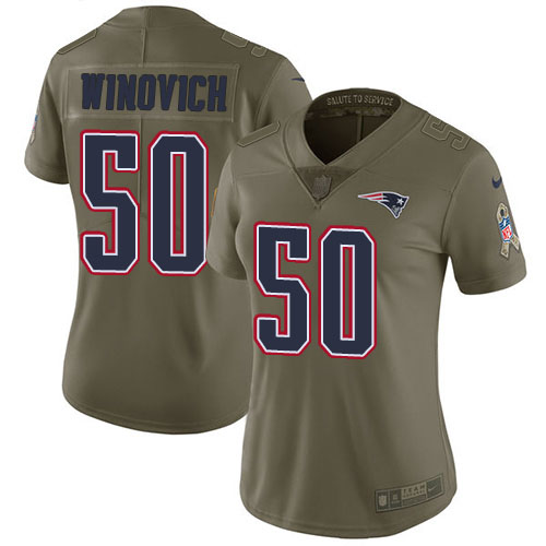 Nike Patriots #50 Chase Winovich Olive Women's Stitched NFL Limited 2017 Salute to Service Jersey