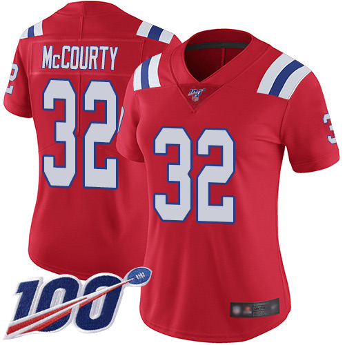 Nike Patriots #32 Devin McCourty Red Alternate Women's Stitched NFL 100th Season Vapor Limited Jersey