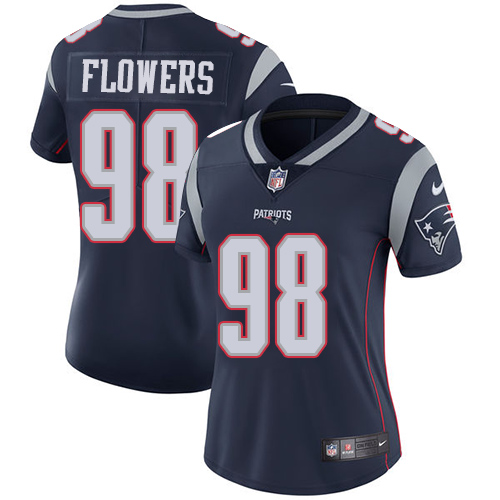 Nike Patriots #98 Trey Flowers Navy Blue Team Color Women's Stitched NFL Vapor Untouchable Limited Jersey