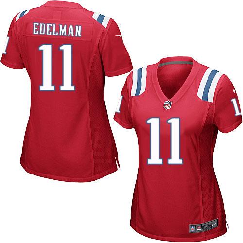 Nike Patriots #11 Julian Edelman Red Alternate Women's Stitched NFL Elite Jersey