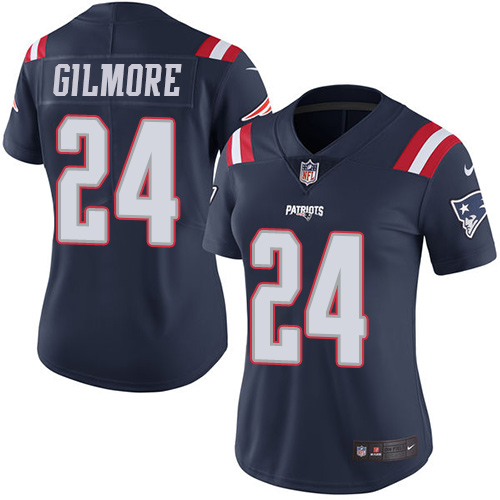Nike Patriots #24 Stephon Gilmore Navy Blue Women's Stitched NFL Limited Rush Jersey