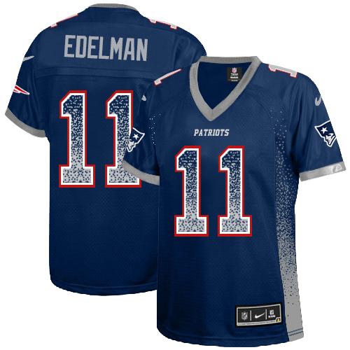 Nike Patriots #11 Julian Edelman Navy Blue Team Color Women's Stitched NFL Elite Drift Fashion Jersey