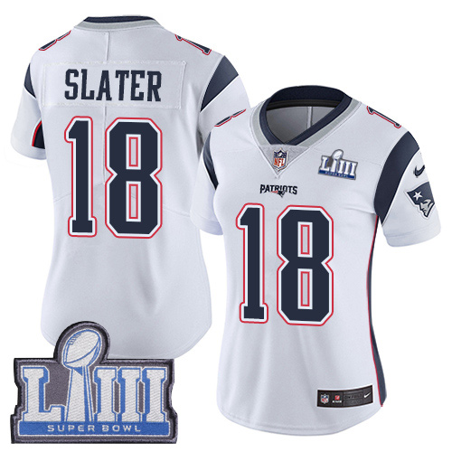 Nike Patriots #18 Matt Slater White Super Bowl LIII Bound Women's Stitched NFL Vapor Untouchable Limited Jersey